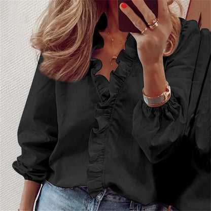 Women's Ruffle V-Neck Blouse