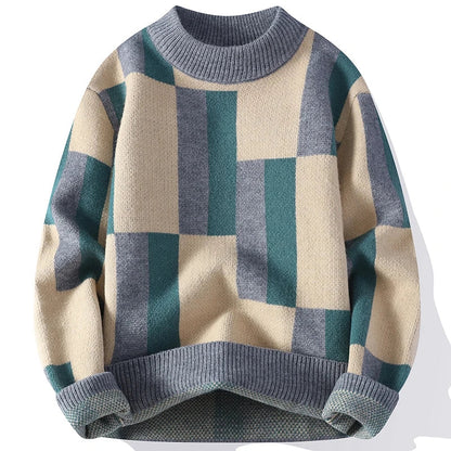 Colorblock Geometric Knit Sweater