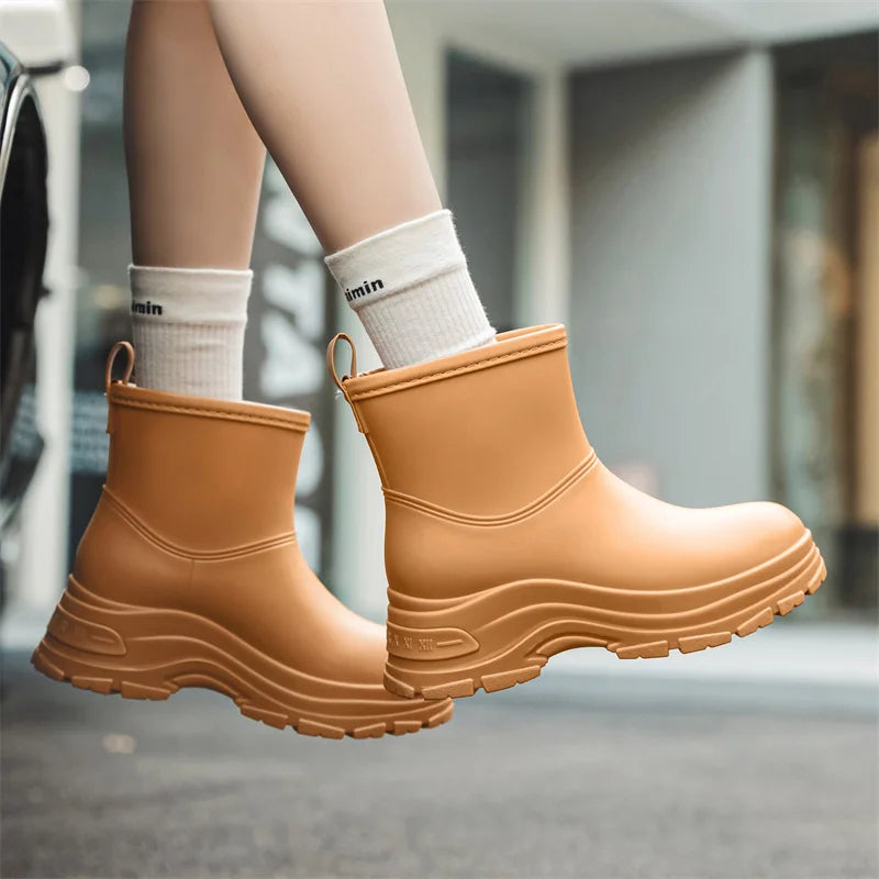 Women's Waterproof Mid-Calf Boots Thick Outsole Slip-Resistant