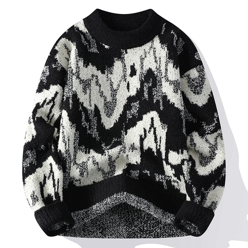 Abstract Textured Knit Sweater