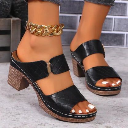 Women's Arch Support Flat Sandals Block Heel