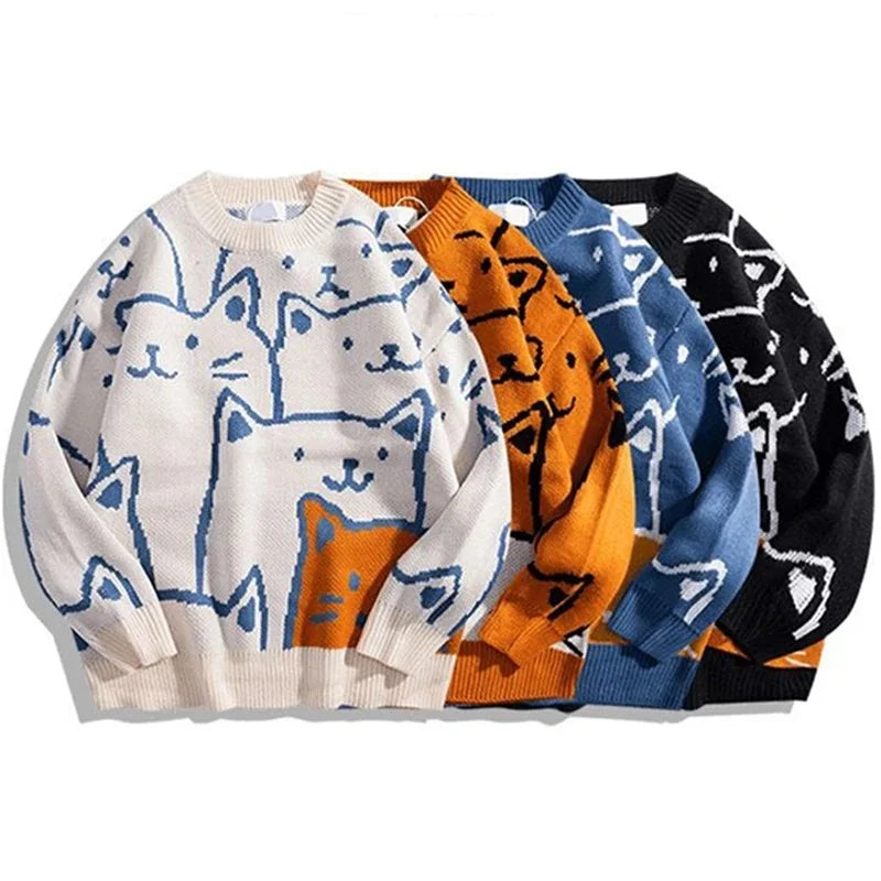 Cat Pattern Knit Sweater
