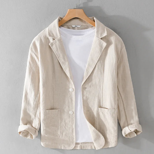 Linen Blazer Italian Style Beige - 
Fashinoza