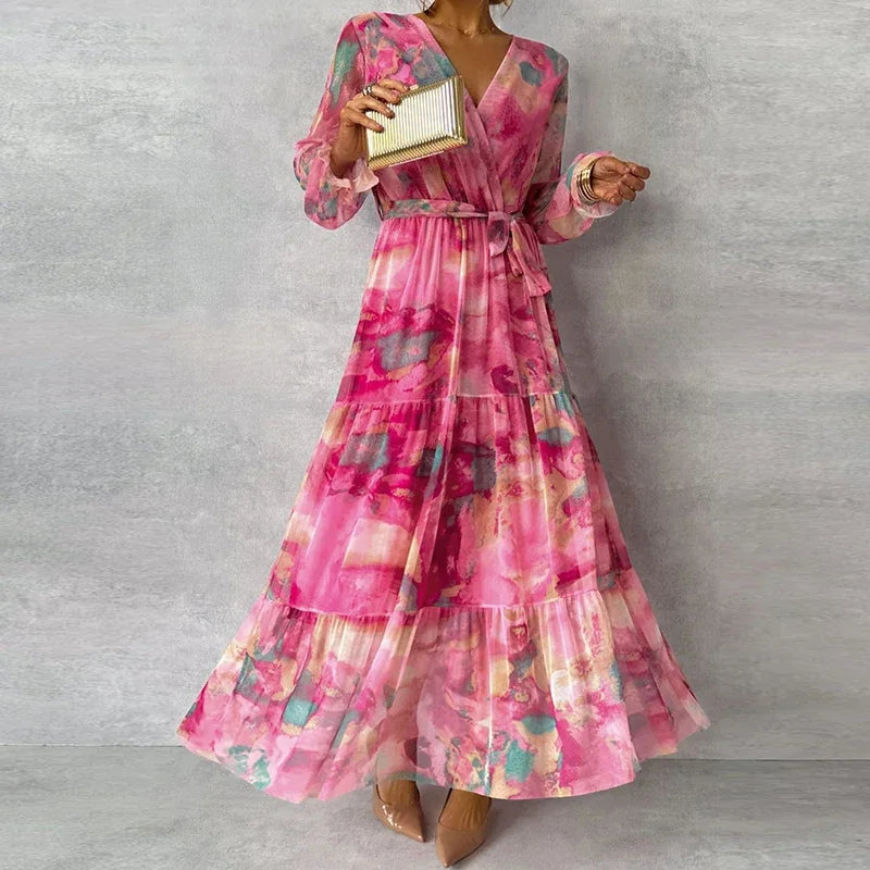 Women's Long Sleeve V-Neck Dress