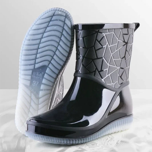 Women's Waterproof Rain Boots Lightweight Non-Slip Mid-Calf - Fashinoza