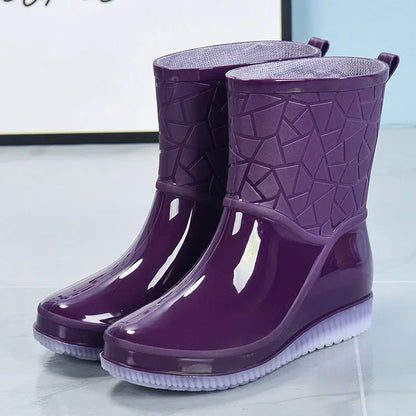 Women's Waterproof Rain Boots Lightweight Non-Slip Mid-Calf