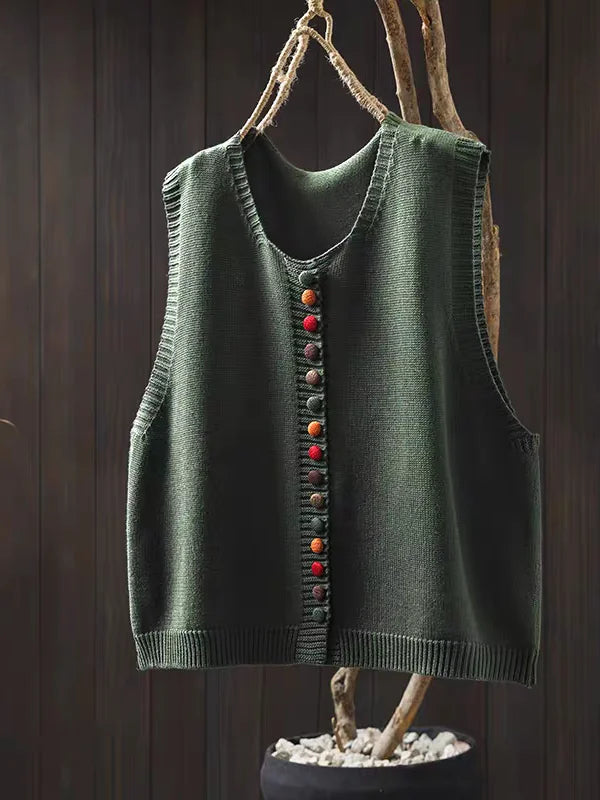Classic Button Front Knit Vest