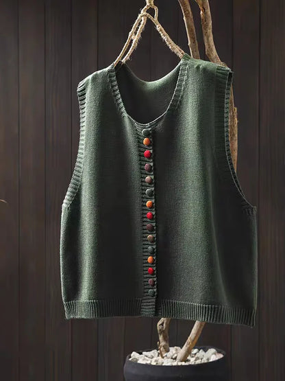 Classic Button Front Knit Vest