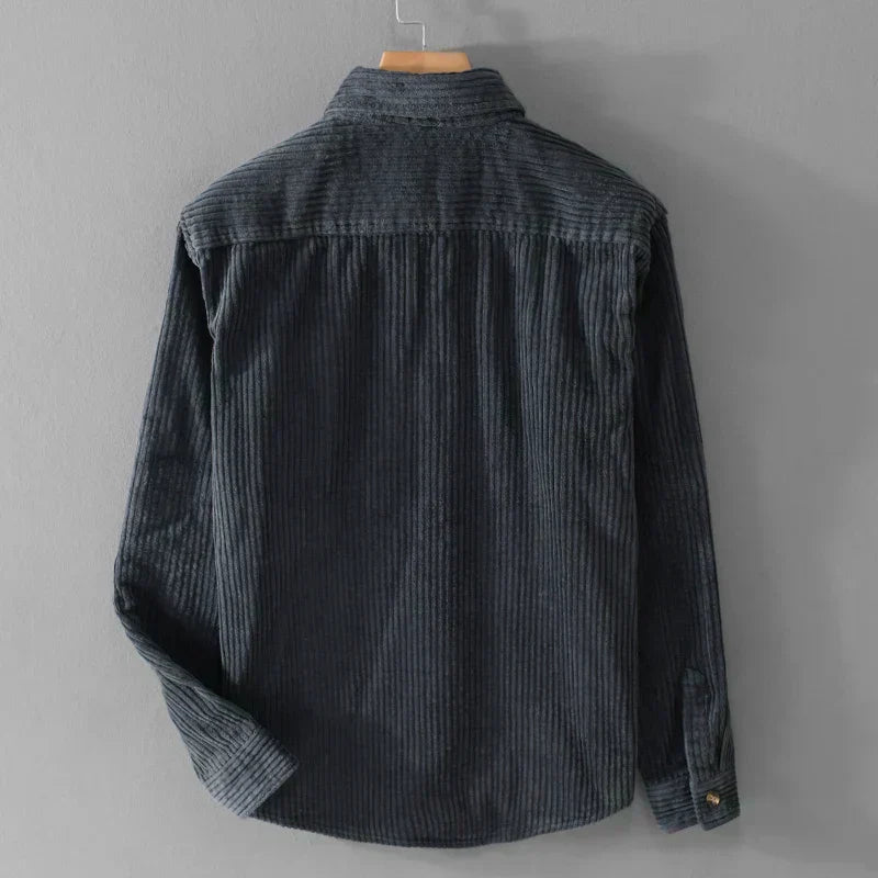 Men's Long Sleeve Shirt Button Front Chest Pocket