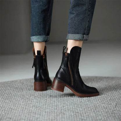 Women's Mid Calf Boots Side Zip Closure