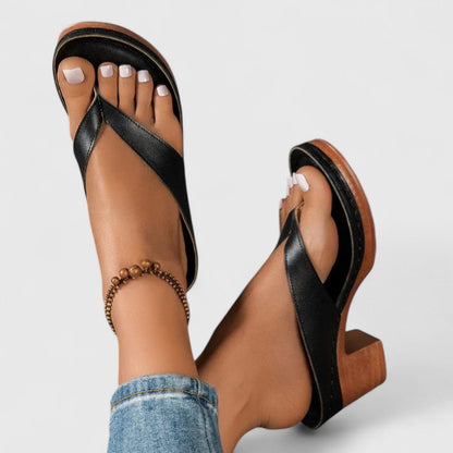 Women's Block Heel Thong Sandals Platform Sole