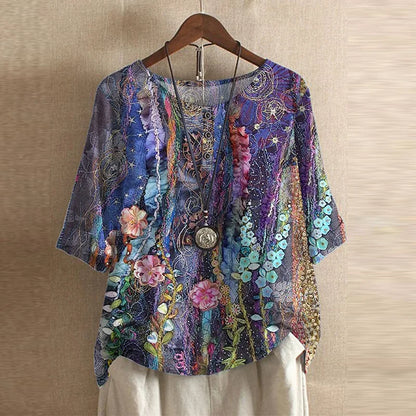Women's Retro Print Blouse