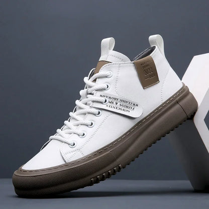 Men's Leather Sneakers - 
Fashinoza