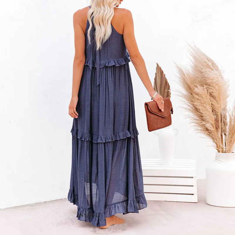 Elegant Women's Sleeveless Ruffle Dress
