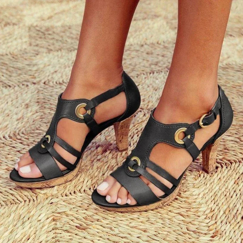 Women's Strappy Block Heels - Fashinoza