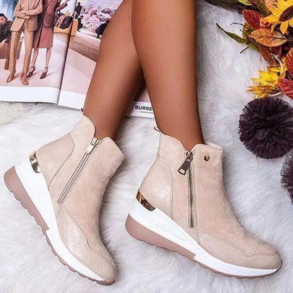 Women's Ankle Boots Platform Side Zip - Fashinoza