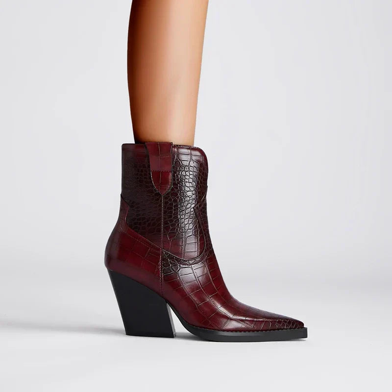 Women's Ankle Boots Croc Embossed