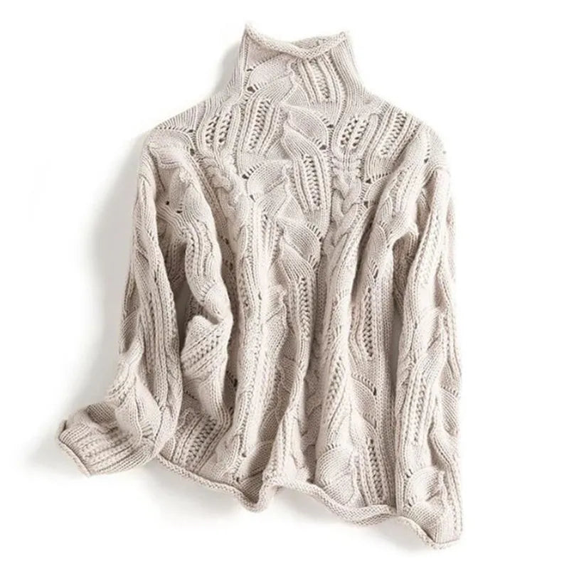 Women's Cable Knit Crew Neck Sweater