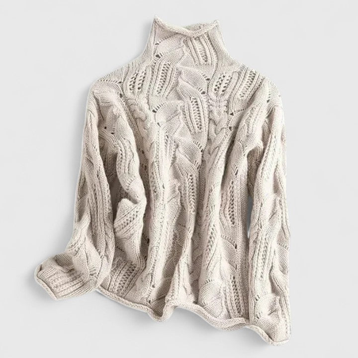 Women's Textured Cable Knit Turtleneck Sweater