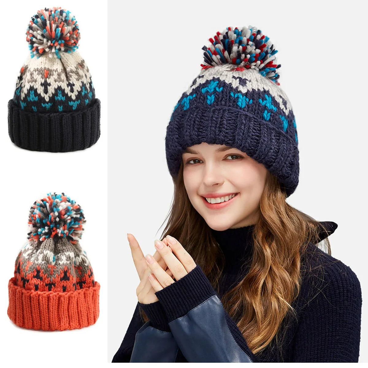 Women's Snowflake Pom Beanie