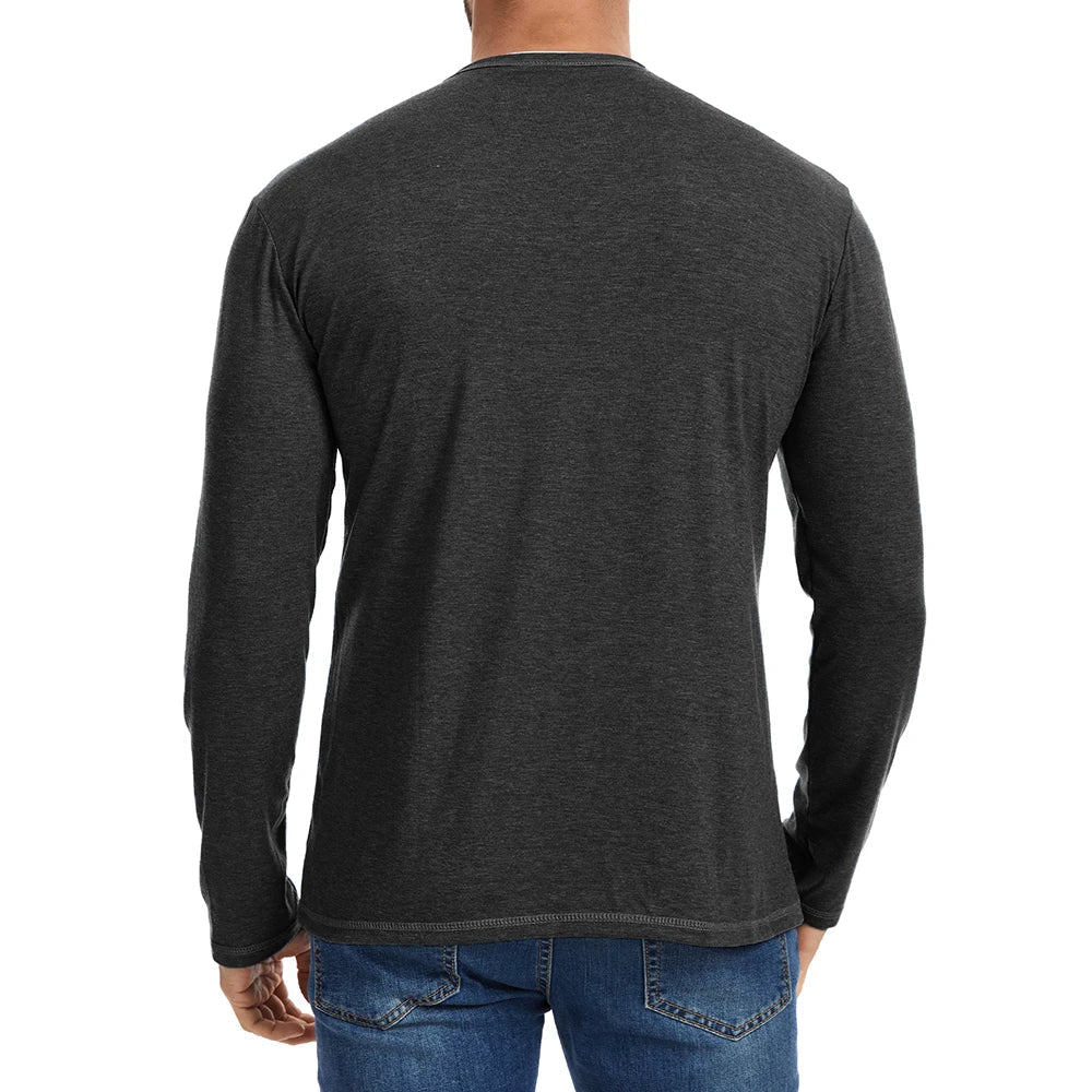 Men's Henley Long Sleeve Cotton Shirt
