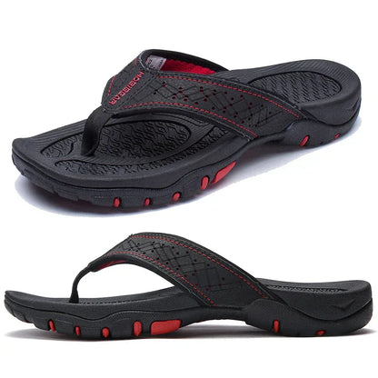 Orthopedic Men's Athletic Flip Flops with Arch Support PU Leather Beach Sandals