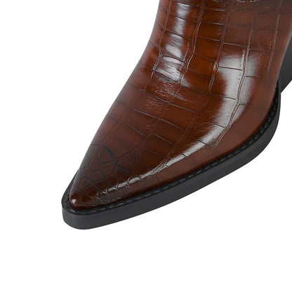 Women's Ankle Boots Croc Embossed