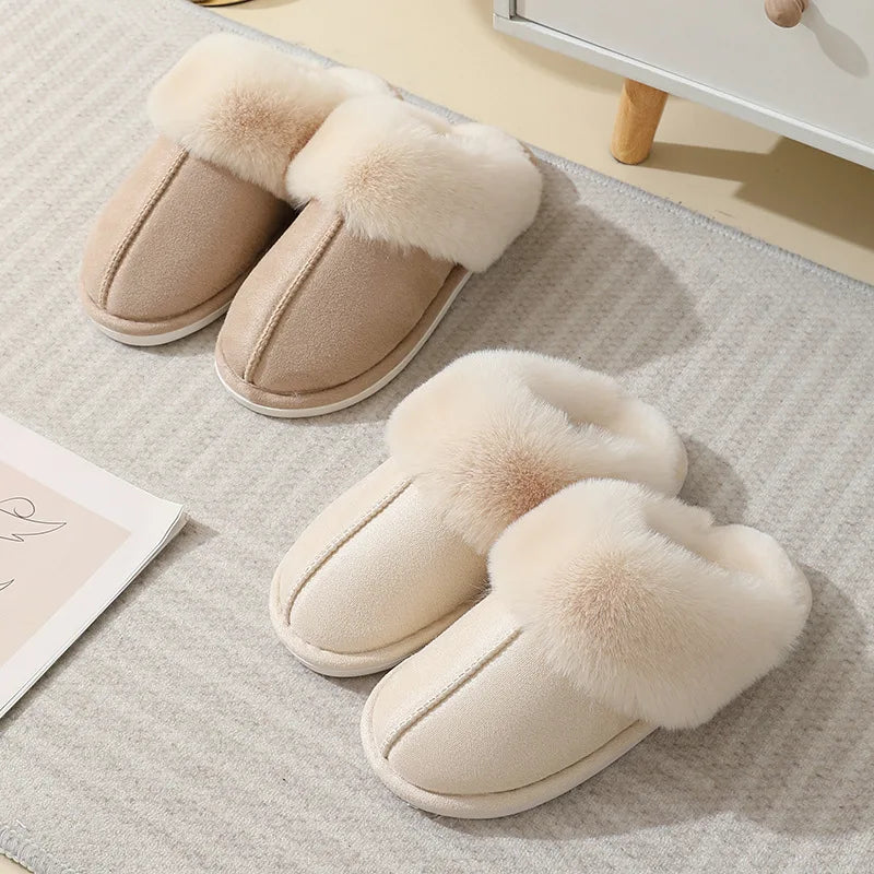 Women's Plush Slippers Soft Lining Warm Beige