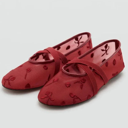 Women's Floral Ballet Flats - 
Fashinoza
