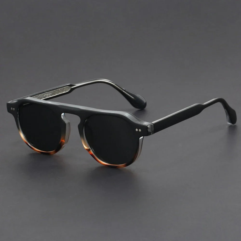 Men's Black Panto Sunglasses - 
Fashinoza