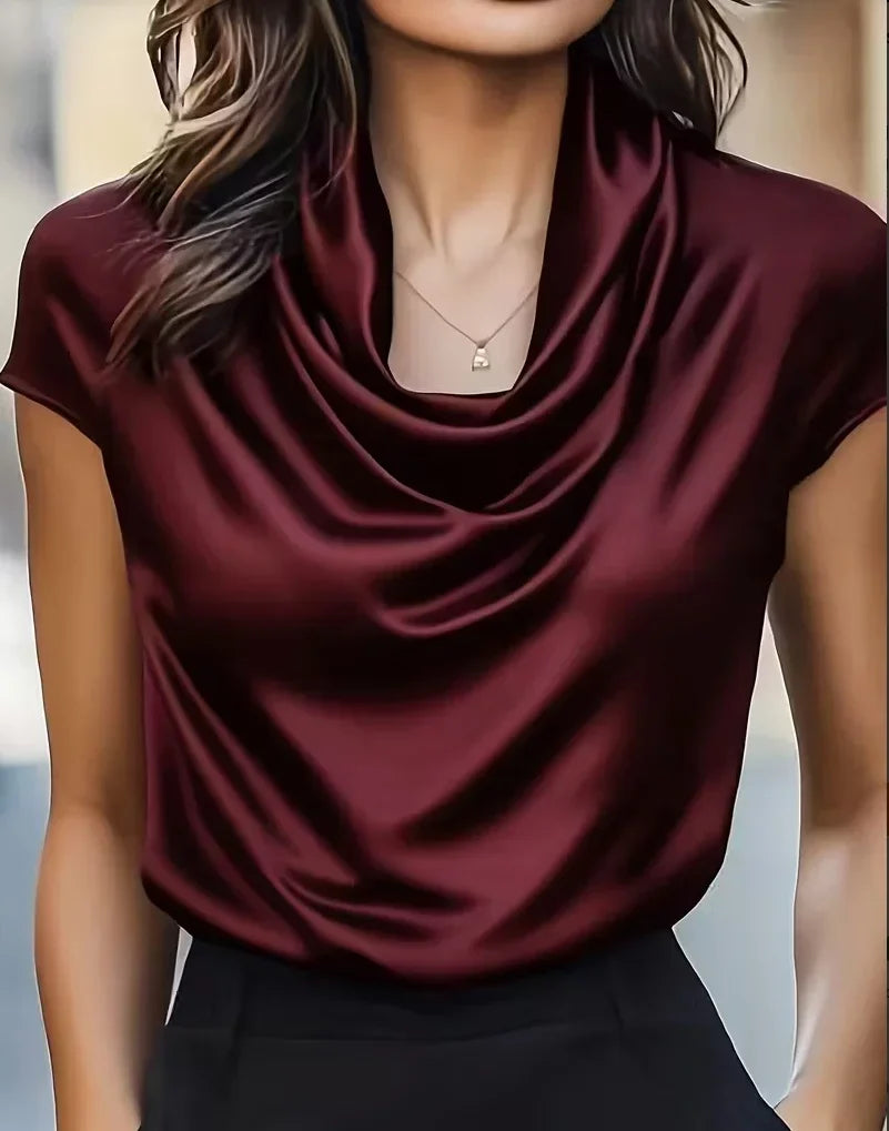 Women's Cowl Neck Satin Shirt