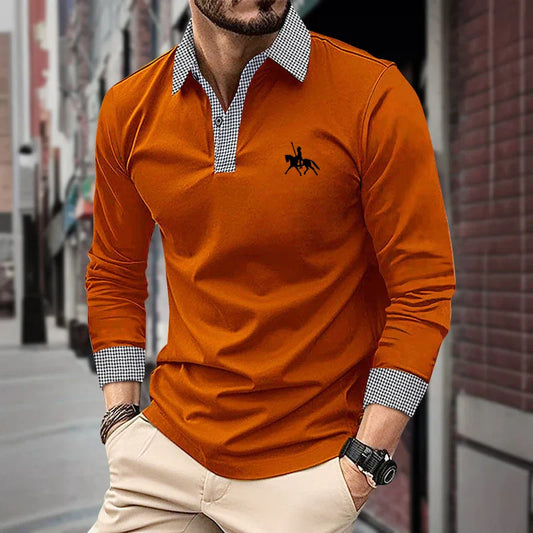 Men's Long Sleeve Slim Fit Polo Shirt - 
Fashinoza