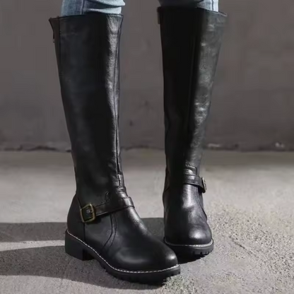 Women's Slip On Boots Buckle Strap