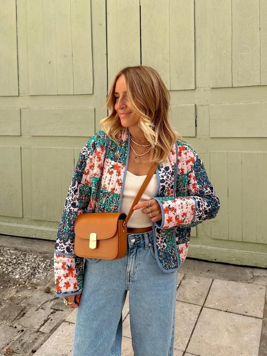 Women's Patchwork Spring Coat - Fashinoza