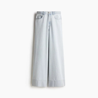 Women's Wide Leg Denim Trousers Low Waist Blue