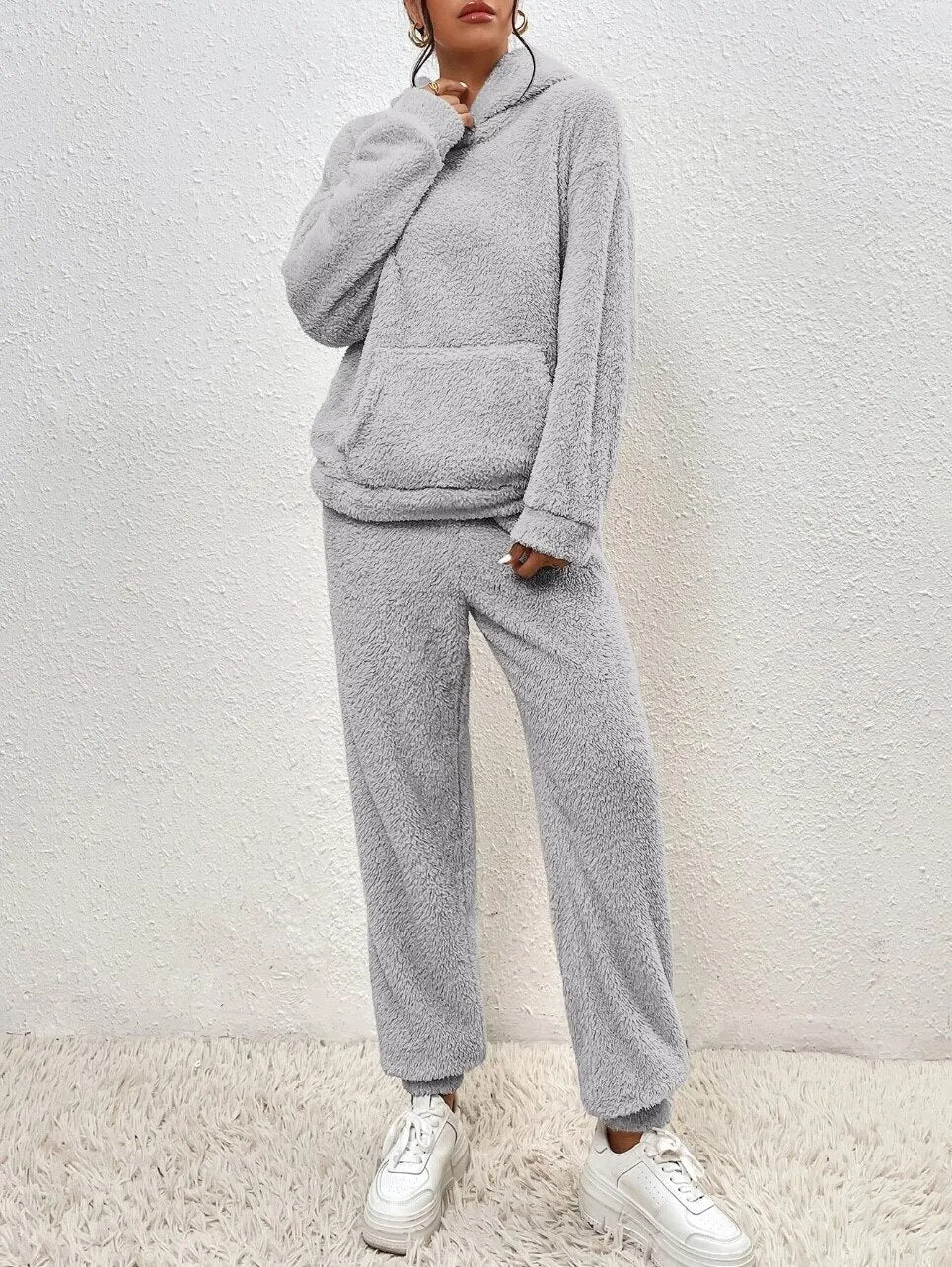 Teddy Hooded Housesuit Ultra Comfortable Cozy Beige