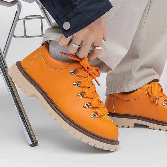 Men's Derby Shoes Leather Brown - 
Fashinoza