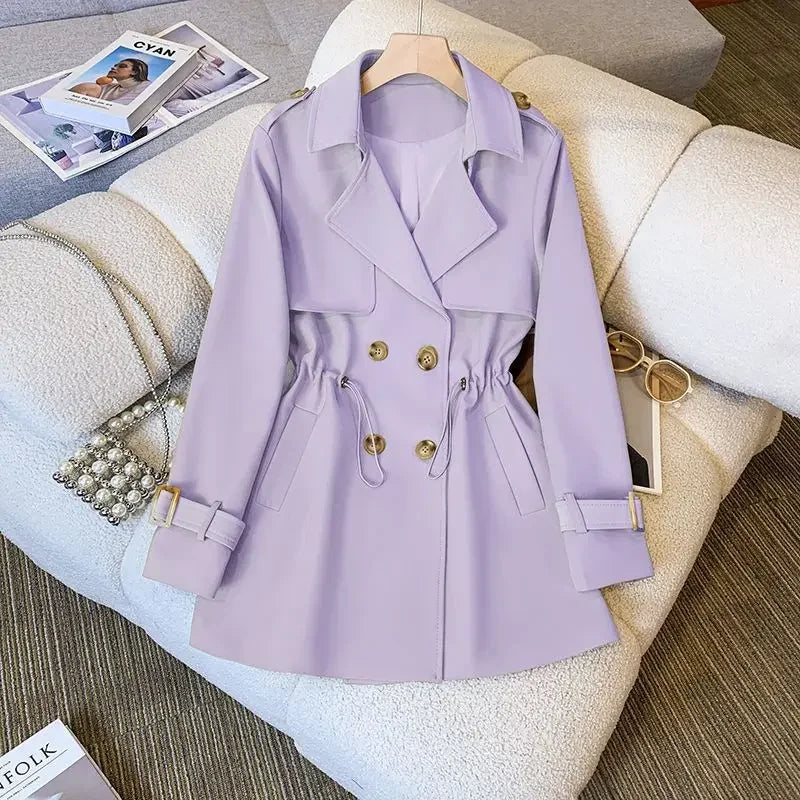 Women's Cotton Trench Coat Mid-Length Beige