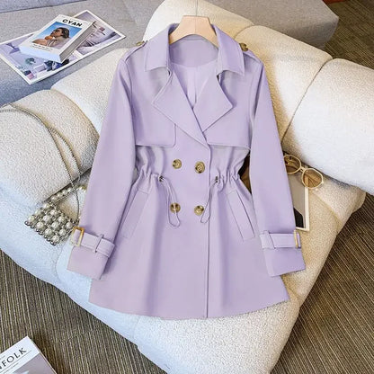 Women's Cotton Trench Coat Mid-Length Beige
