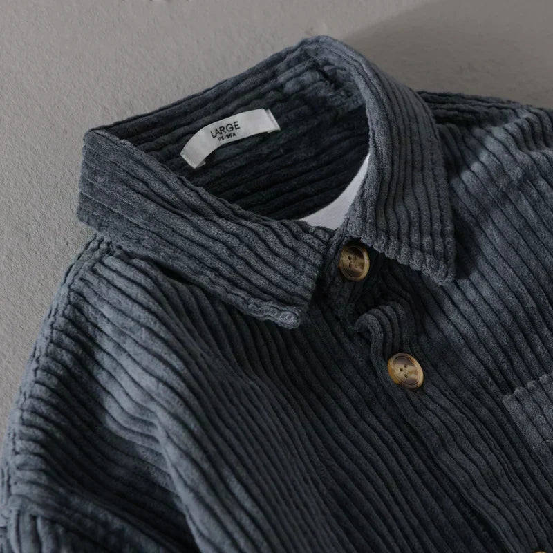 Men's Long Sleeve Shirt Button Front Chest Pocket