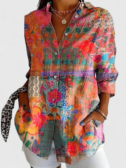 Julia | Womens Colorful Floral Button Shirt