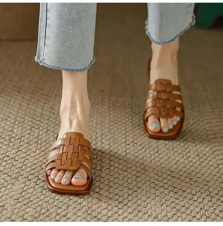 Sasha Women's Leather Flat Slides