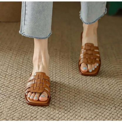 Sasha Women's Leather Flat Slides