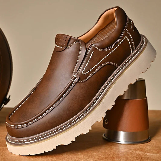 Men's Slip-On Loafers Thick Sole Casual - Fashinoza