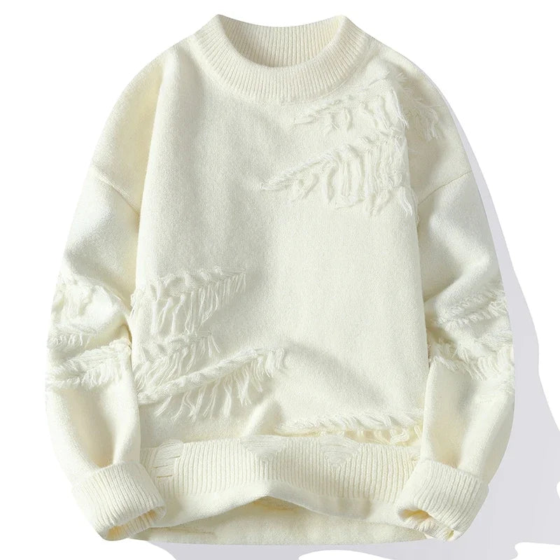 Distressed Knit Crewneck Sweater