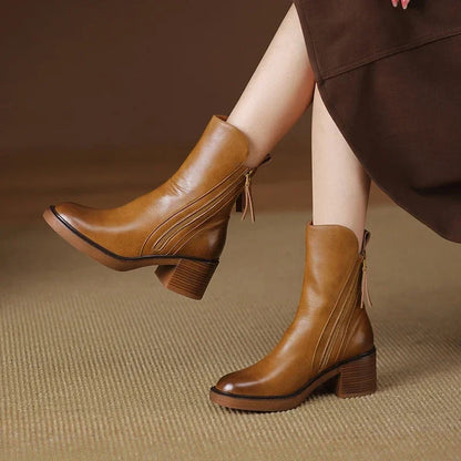 Women's Mid Calf Boots Side Zip Closure