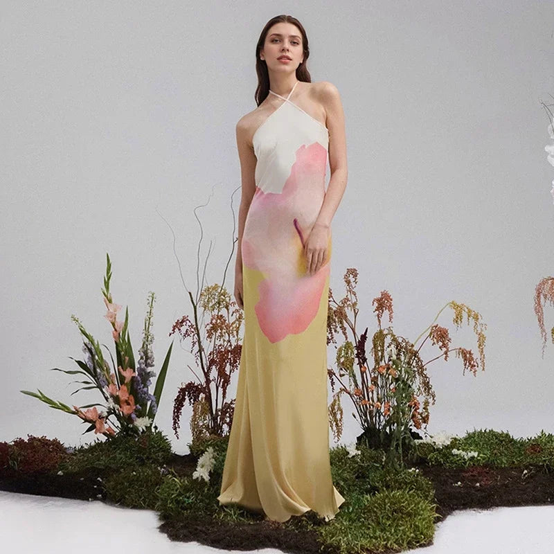 Hannah Women's Floral One Shoulder Maxi Dress