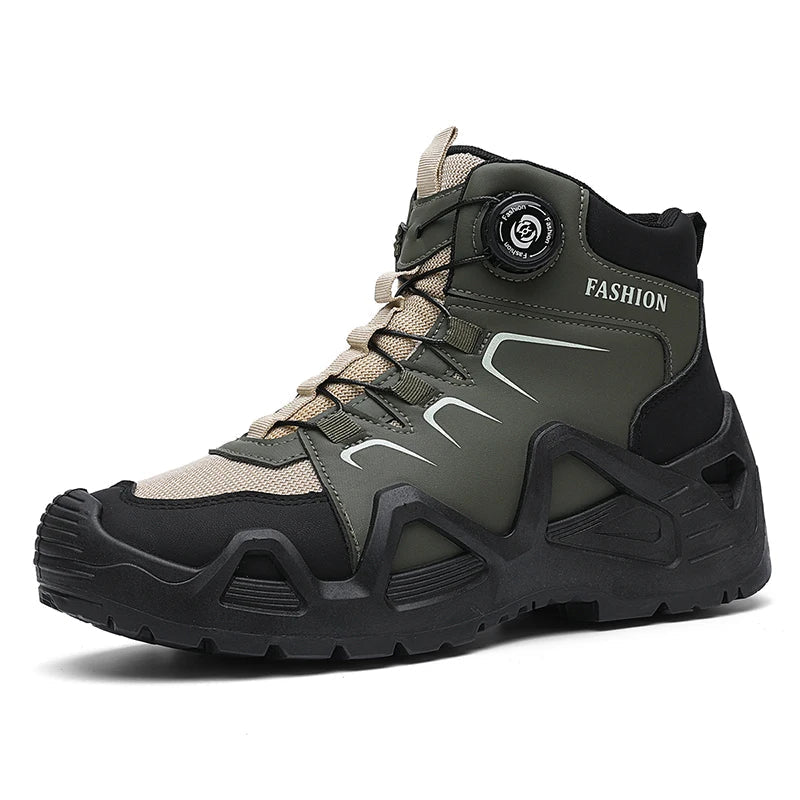 Men’s Waterproof Outdoor Hiking Boots with Microfiber Leather and Rotating Buckle Closure