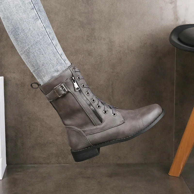 Women's Lace-Up Boots Side Zip