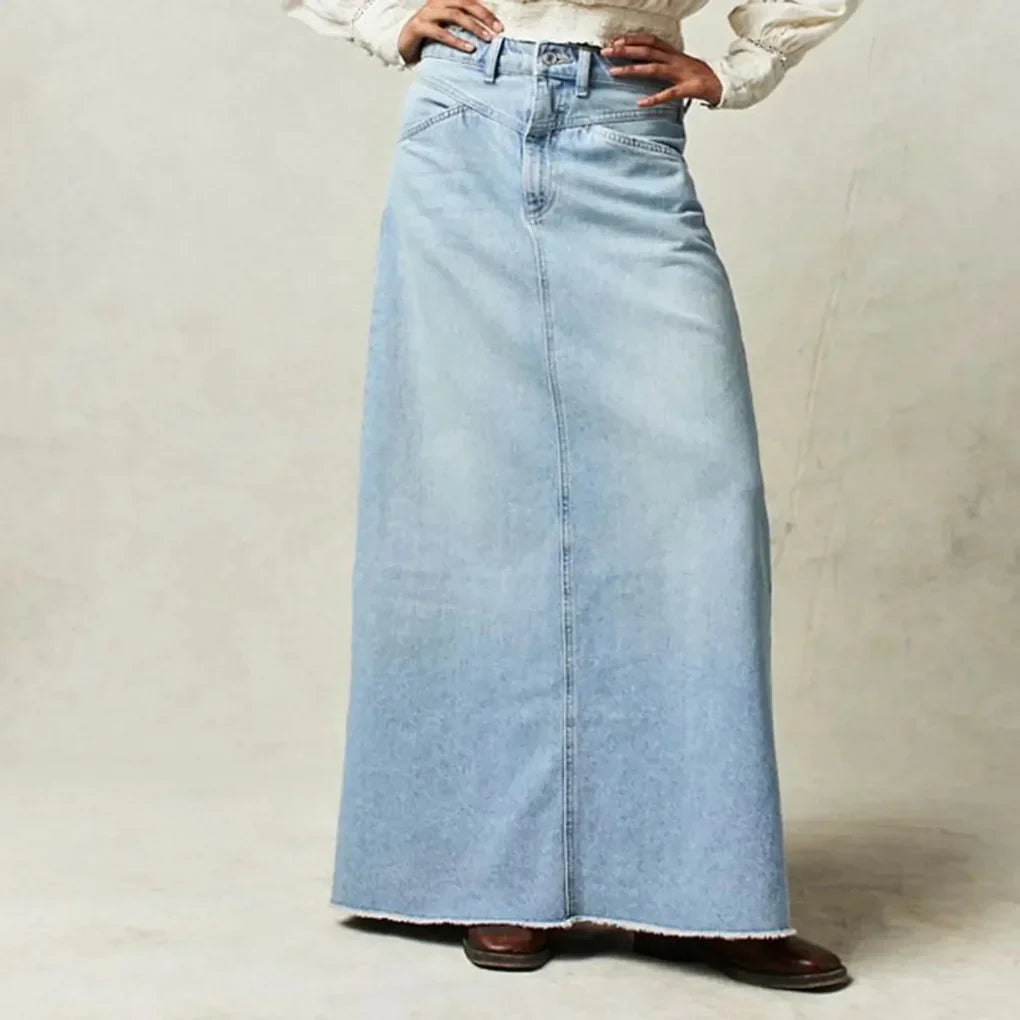 Women's High Waist Straight Denim Skirt - Fashinoza